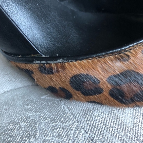 Le Chateau Black Leather Animal Print Pony Hair High Heel Size 6 - Picture 11 of 12